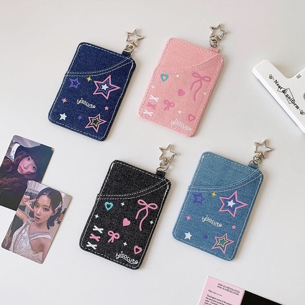 Starlight Heart Denim Kpop Keychain Photocard Holder - ArtGalleryZen