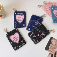 Thumbnail for Starlight Heart Denim Kpop Keychain Photocard Holder - ArtGalleryZen