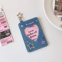 Thumbnail for Starlight Heart Denim Kpop Keychain Photocard Holder - ArtGalleryZen
