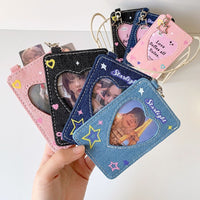 Thumbnail for Starlight Heart Denim Kpop Keychain Photocard Holder - ArtGalleryZen