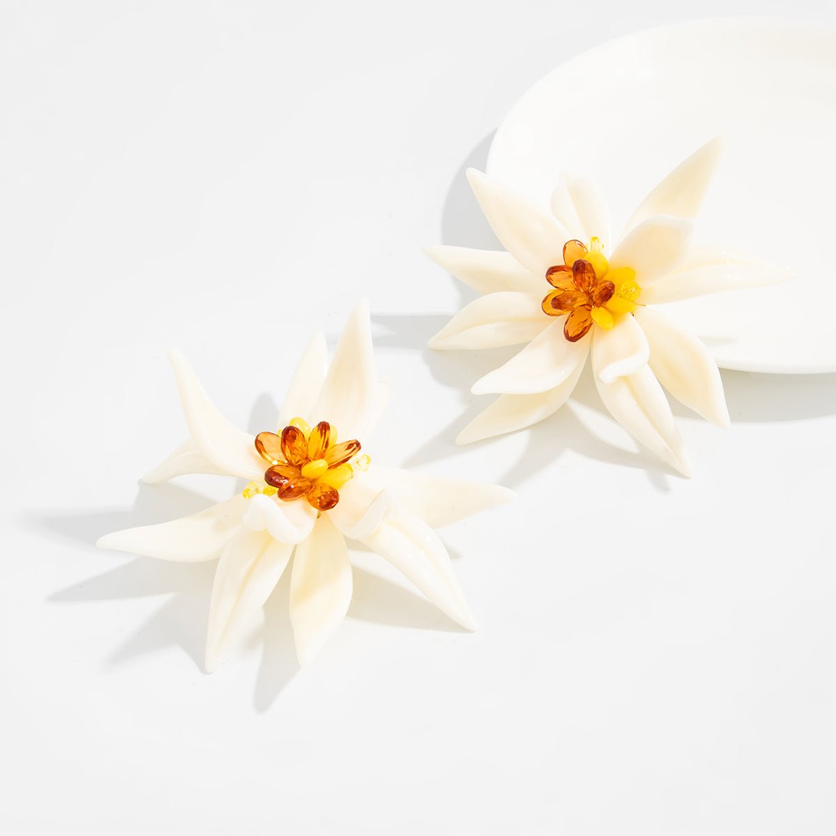 Statement Flower Resin Stud Earrings - ArtGalleryZen