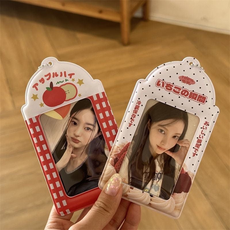 Strawberry Cream Cake Apple Kpop Keychain Photocard Holder - ArtGalleryZen