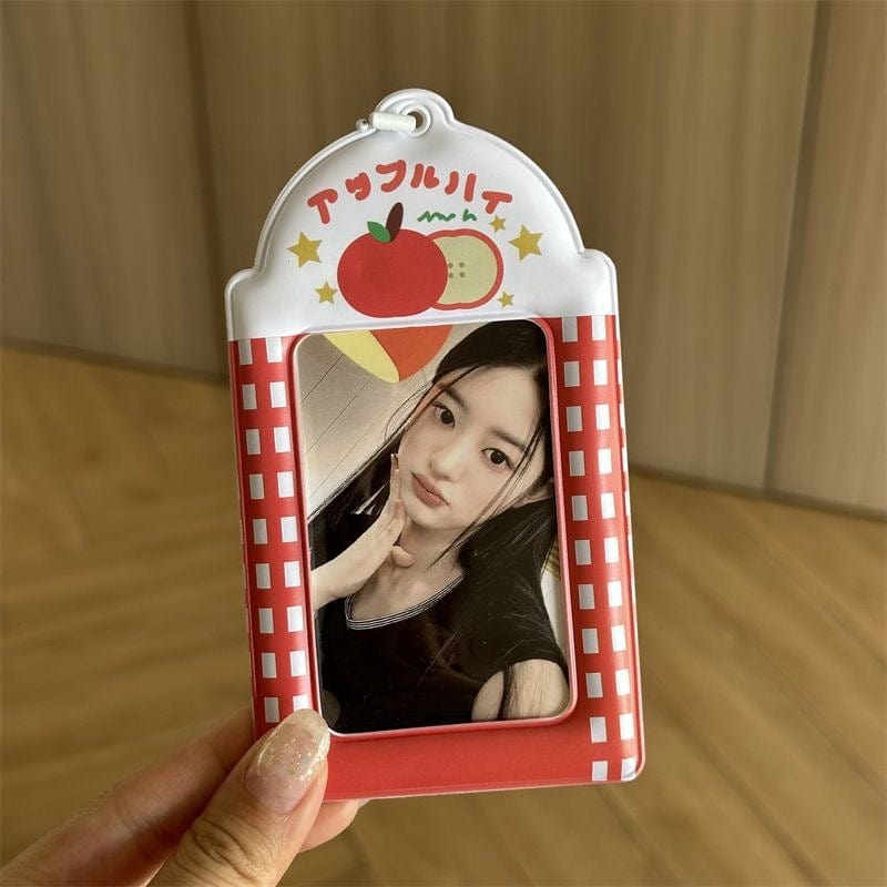 Strawberry Cream Cake Apple Kpop Keychain Photocard Holder - ArtGalleryZen