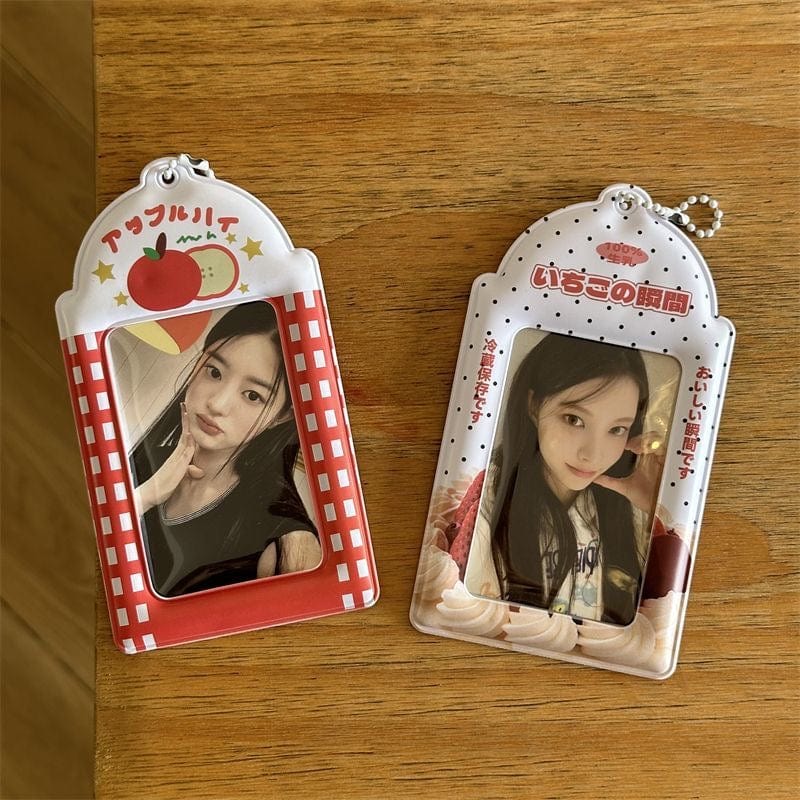 Strawberry Cream Cake Apple Kpop Keychain Photocard Holder - ArtGalleryZen
