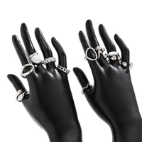 Thumbnail for Stylish 12pcs Irregular Pearl Waterdrop Hollow Curved Ring Set - ArtGalleryZen