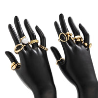 Thumbnail for Stylish 12pcs Irregular Pearl Waterdrop Hollow Curved Ring Set - ArtGalleryZen