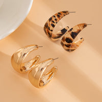 Thumbnail for Stylish 2 Pairs Leopard Pattern Chunky C Shaped Resin Earrings Set