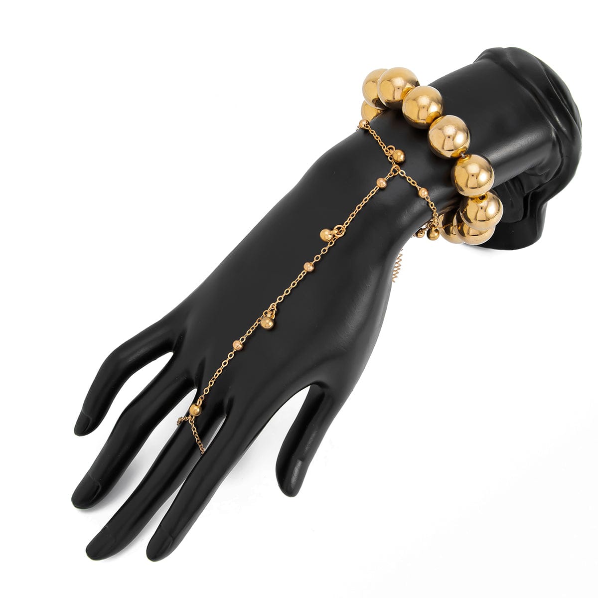 Stylish 2pcs Ball Chain Finger Ring Bracelet Set - ArtGalleryZen