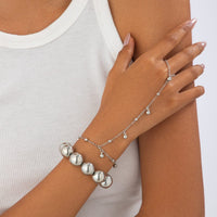 Thumbnail for Stylish 2pcs Ball Chain Finger Ring Bracelet Set - ArtGalleryZen