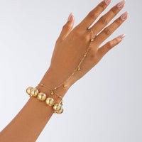 Thumbnail for Stylish 2pcs Ball Chain Finger Ring Bracelet Set - ArtGalleryZen