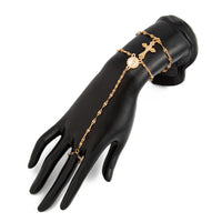 Thumbnail for Stylish 2pcs Cross Oval Disk Charm Finger Ring Bracelet Set - ArtGalleryZen