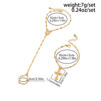 Thumbnail for Stylish 2pcs Cross Oval Disk Charm Finger Ring Bracelet Set - ArtGalleryZen