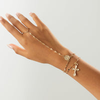 Thumbnail for Stylish 2pcs Cross Oval Disk Charm Finger Ring Bracelet Set - ArtGalleryZen