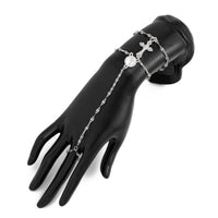 Thumbnail for Stylish 2pcs Cross Oval Disk Charm Finger Ring Bracelet Set - ArtGalleryZen