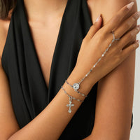 Thumbnail for Stylish 2pcs Cross Oval Disk Charm Finger Ring Bracelet Set - ArtGalleryZen