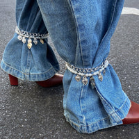 Thumbnail for Stylish 2pcs Flame Heart Charm Pearl Chain Anklet Set - ArtGalleryZen