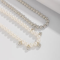 Thumbnail for Stylish 2pcs Gold Silver Plated Pearl Chain Necklace Set - ArtGalleryZen