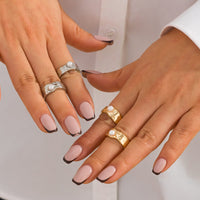 Thumbnail for Stylish 2pcs Gold Silver Plated Pearl Inlaid Ring Set