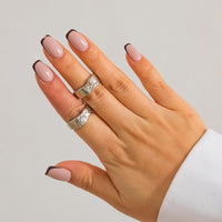 Thumbnail for Stylish 2pcs Gold Silver Plated Pearl Inlaid Ring Set