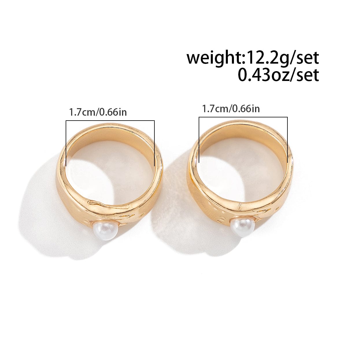 Stylish 2pcs Gold Silver Plated Pearl Inlaid Ring Set