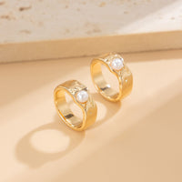 Thumbnail for Stylish 2pcs Gold Silver Plated Pearl Inlaid Ring Set