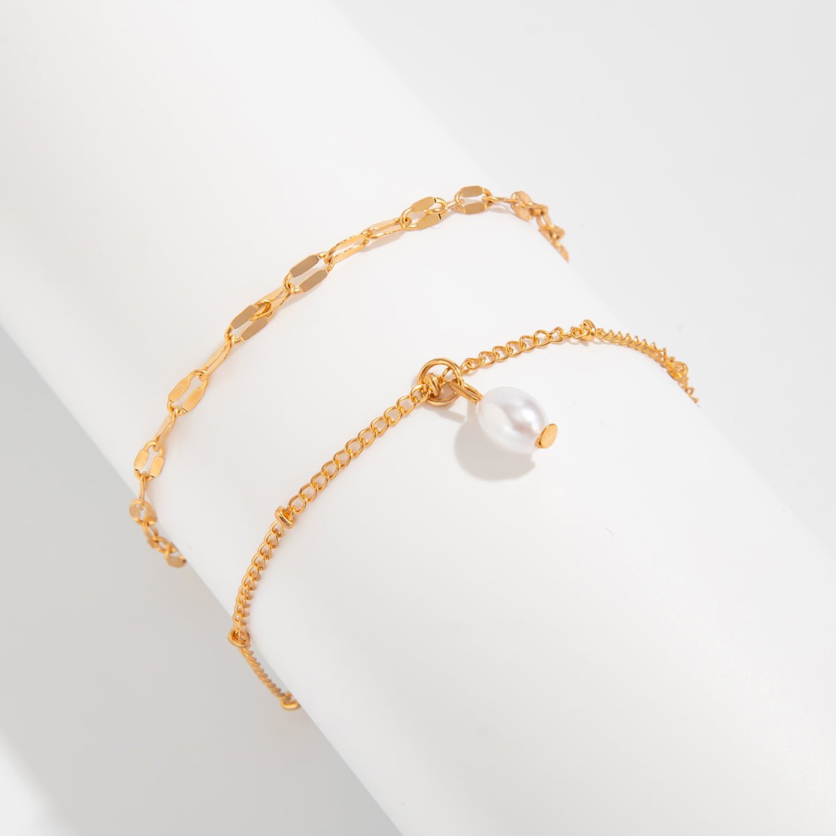 Stylish 2pcs Pearl Charm Saturn Chain Anklet Set - ArtGalleryZen