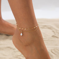 Thumbnail for Stylish 2pcs Pearl Charm Saturn Chain Anklet Set - ArtGalleryZen