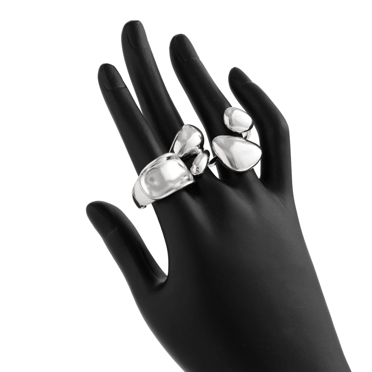Stylish 3Pcs Chunky Glossy Waterdrop Ring Set - ArtGalleryZen