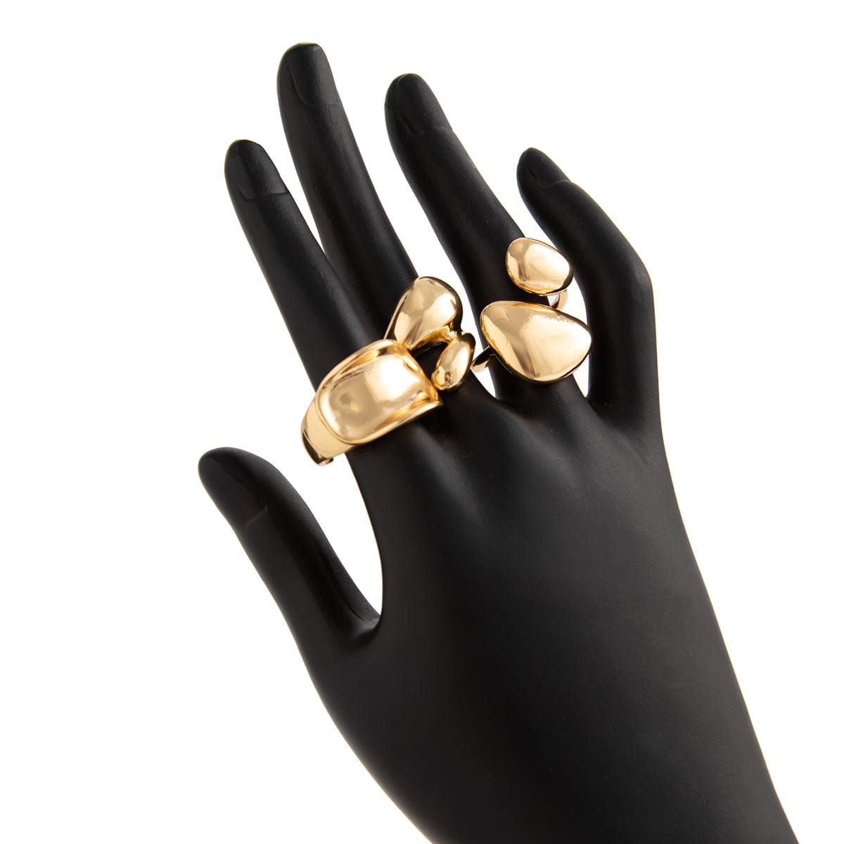 Stylish 3Pcs Chunky Glossy Waterdrop Ring Set - ArtGalleryZen