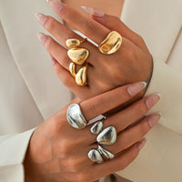 Thumbnail for Stylish 3Pcs Chunky Glossy Waterdrop Ring Set - ArtGalleryZen
