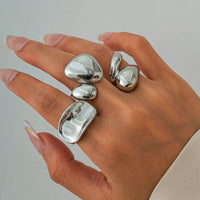 Thumbnail for Stylish 3Pcs Chunky Glossy Waterdrop Ring Set - ArtGalleryZen