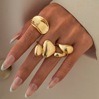 Thumbnail for Stylish 3Pcs Chunky Glossy Waterdrop Ring Set - ArtGalleryZen