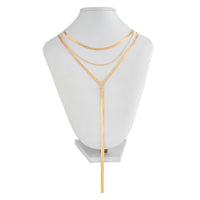Thumbnail for Stylish 3pcs Gold Silver Plated Snake Chain Tassel Necklace Set - ArtGalleryZen