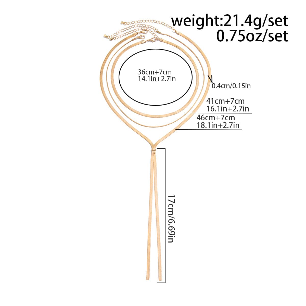 Stylish 3pcs Gold Silver Plated Snake Chain Tassel Necklace Set - ArtGalleryZen