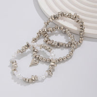Thumbnail for Stylish 3pcs Heart Charm Pearl Irregular Beaded Chain Bracelet Set - ArtGalleryZen