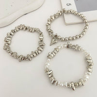 Thumbnail for Stylish 3pcs Heart Charm Pearl Irregular Beaded Chain Bracelet Set - ArtGalleryZen