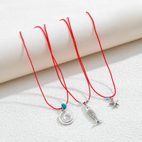 Thumbnail for Stylish 3Pcs Shell Fish Starfish Pendant Jade Cord Necklace Set - ArtGalleryZen