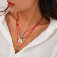 Thumbnail for Stylish 3Pcs Shell Fish Starfish Pendant Jade Cord Necklace Set - ArtGalleryZen