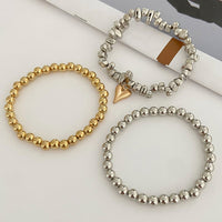 Thumbnail for Stylish 3pcs Two Tone Heart Charm Ball Chain Bracelet Set - ArtGalleryZen