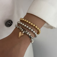 Thumbnail for Stylish 3pcs Two Tone Heart Charm Ball Chain Bracelet Set - ArtGalleryZen