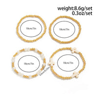 Thumbnail for Stylish 4pcs Cross Charm Pearl Beaded Chain Bracelet Set - ArtGalleryZen