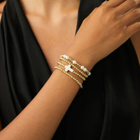 Thumbnail for Stylish 4pcs Cross Charm Pearl Beaded Chain Bracelet Set - ArtGalleryZen