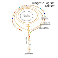 Thumbnail for Stylish 4pcs Cross Pendant Colorful Crystal Chain Y Necklace Set - ArtGalleryZen