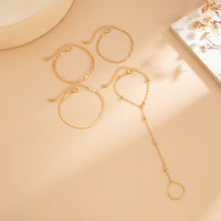 Thumbnail for Stylish 4pcs Herringbone Saturn Chain Finger Ring Bracelet Set - ArtGalleryZen