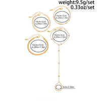 Thumbnail for Stylish 4pcs Herringbone Saturn Chain Finger Ring Bracelet Set - ArtGalleryZen