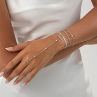 Thumbnail for Stylish 4pcs Herringbone Saturn Chain Finger Ring Bracelet Set - ArtGalleryZen