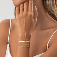 Thumbnail for Stylish 4pcs Herringbone Saturn Chain Finger Ring Bracelet Set - ArtGalleryZen