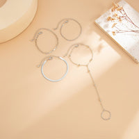 Thumbnail for Stylish 4pcs Herringbone Saturn Chain Finger Ring Bracelet Set - ArtGalleryZen