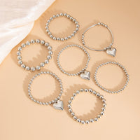 Thumbnail for Stylish 7pcs Gold Silver Tone Heart Pendant Ball Chain Bracelet Set