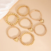 Thumbnail for Stylish 7pcs Gold Silver Tone Heart Pendant Ball Chain Bracelet Set